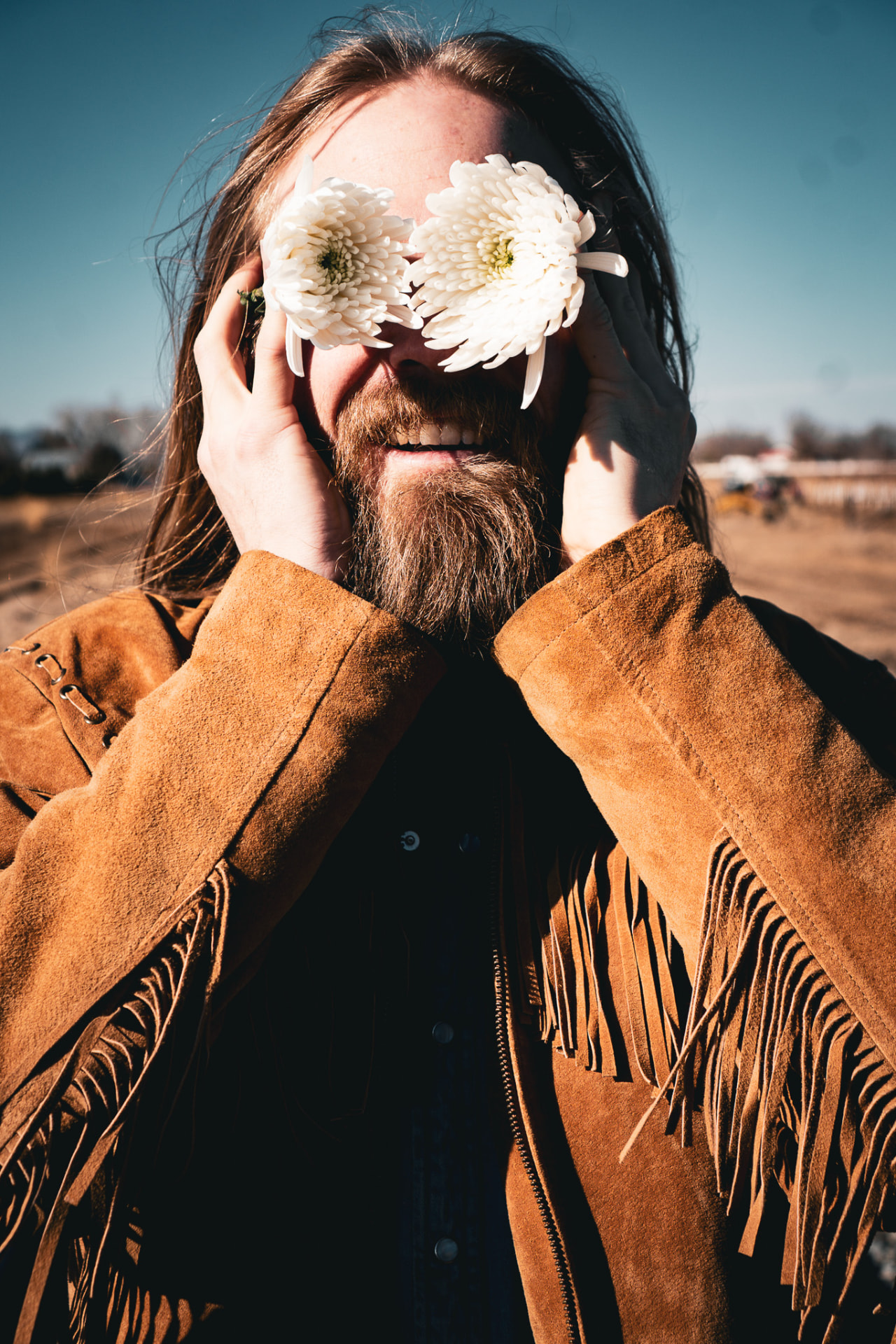 Chrysanthemum flower sunglasses portrait