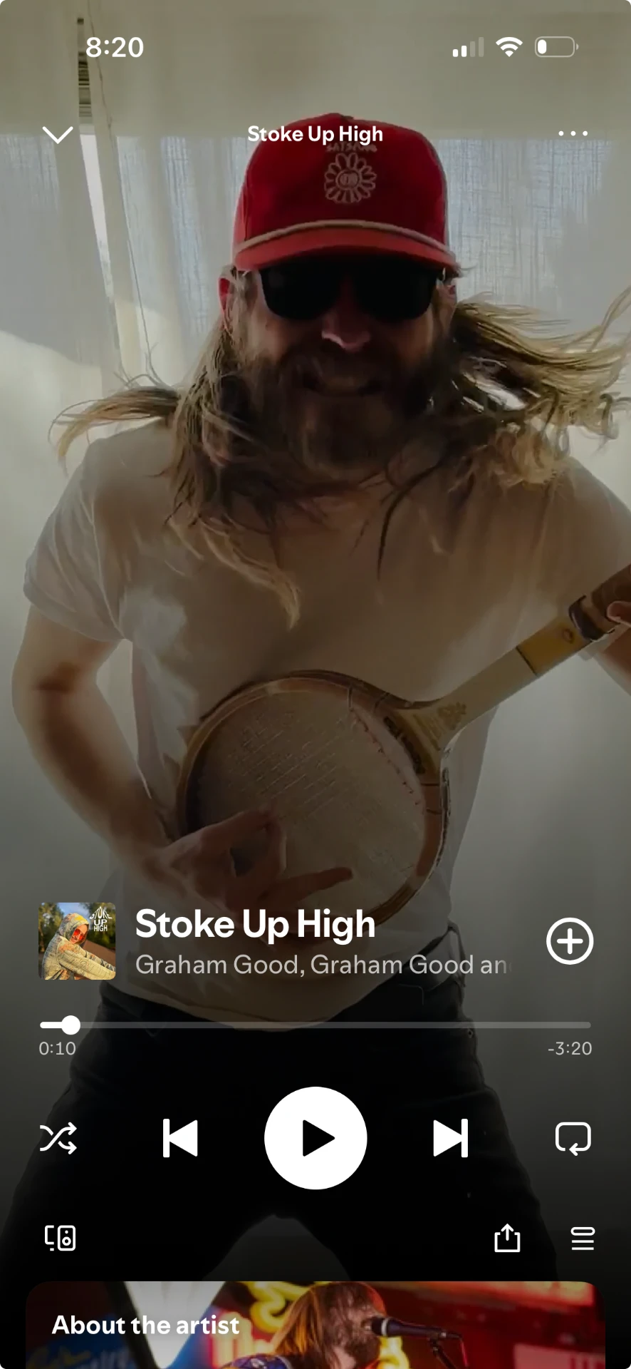 Spotify Canvas playing in the Spotify mobile player