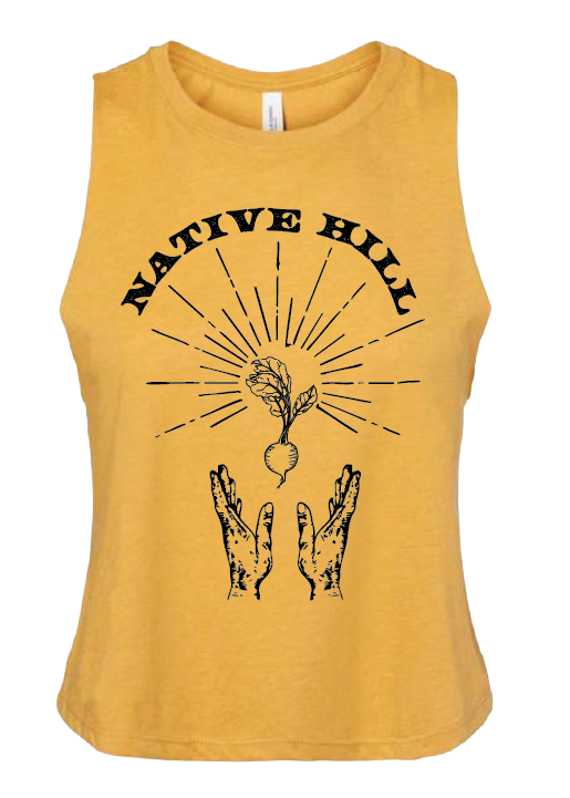 Native Hill radish sunburst cropped tank, mustard