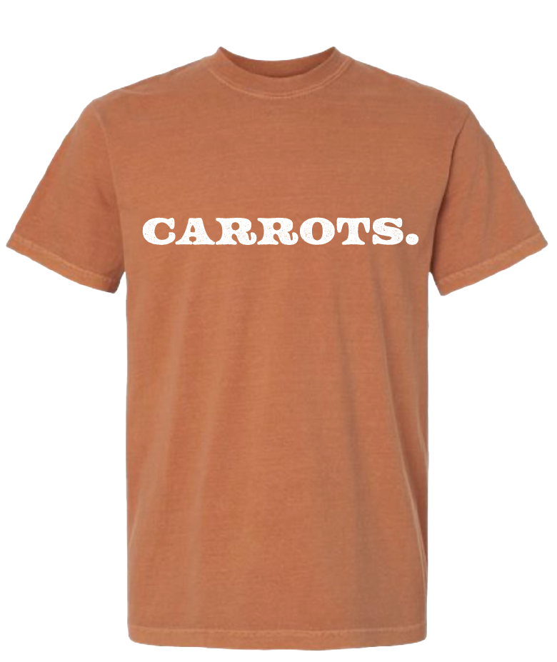 Carrots. tee, front print, terracotta