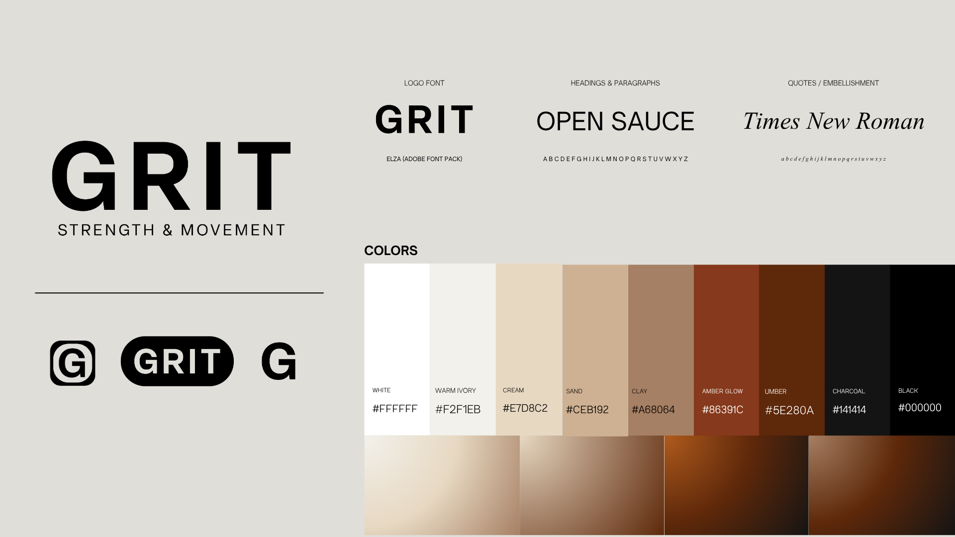 GRIT brand system: logo lockups, typography and color palette