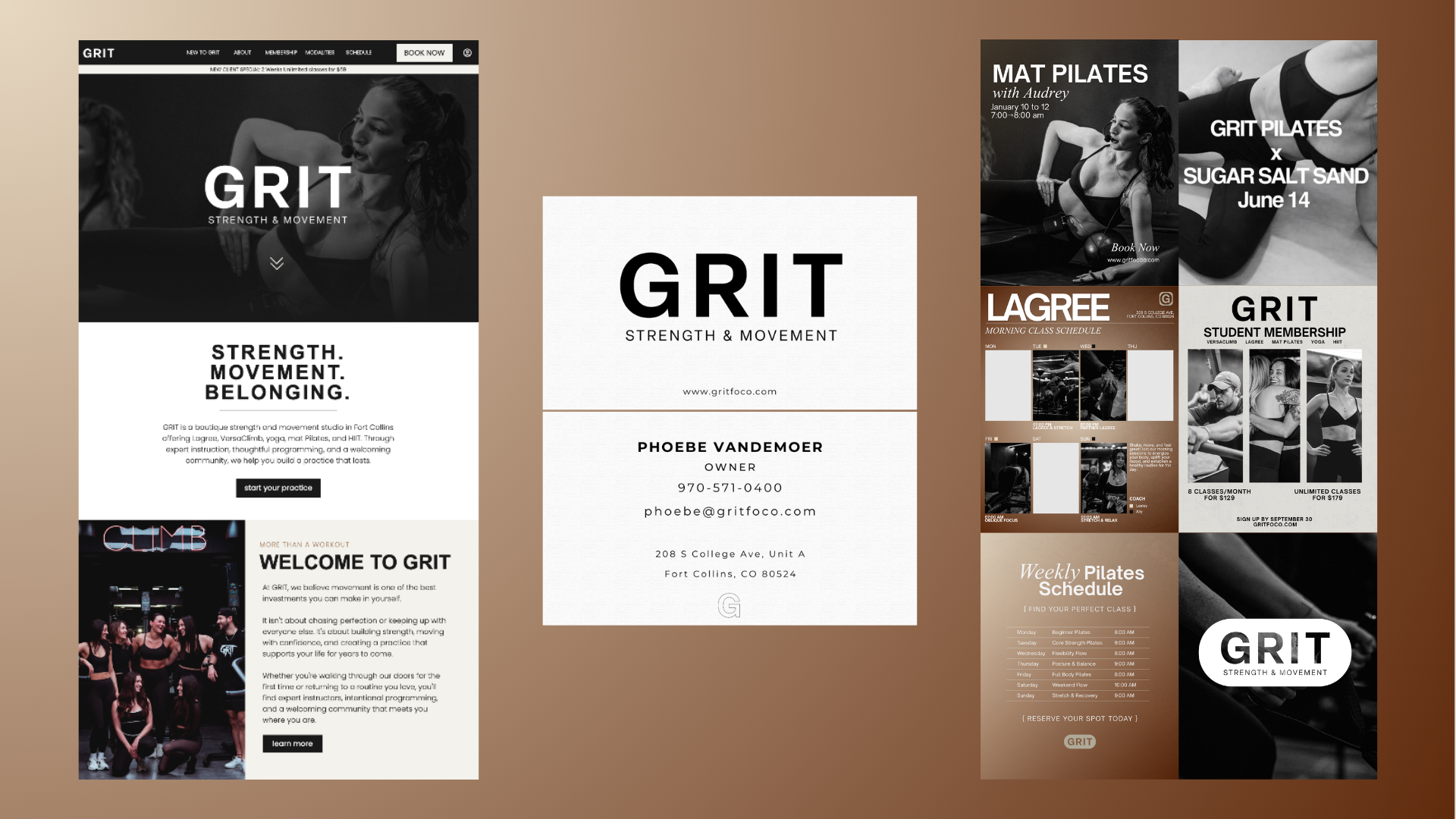 GRIT website, business card and social template system